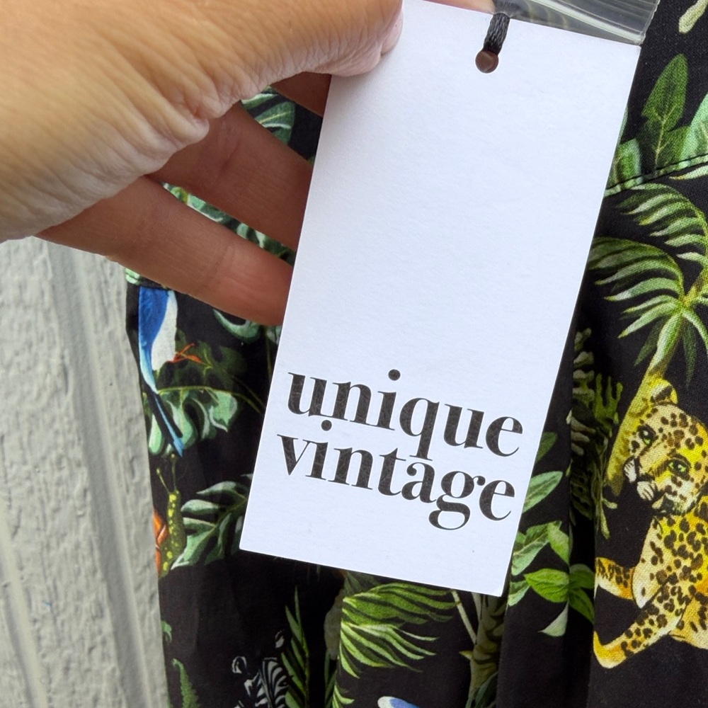 Unique Vintage Tarrytown Hostess Jungle Print Dress: S - Picture 6 of 10